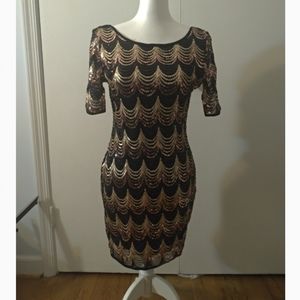 Black and Gold Sequin 20's style dress
